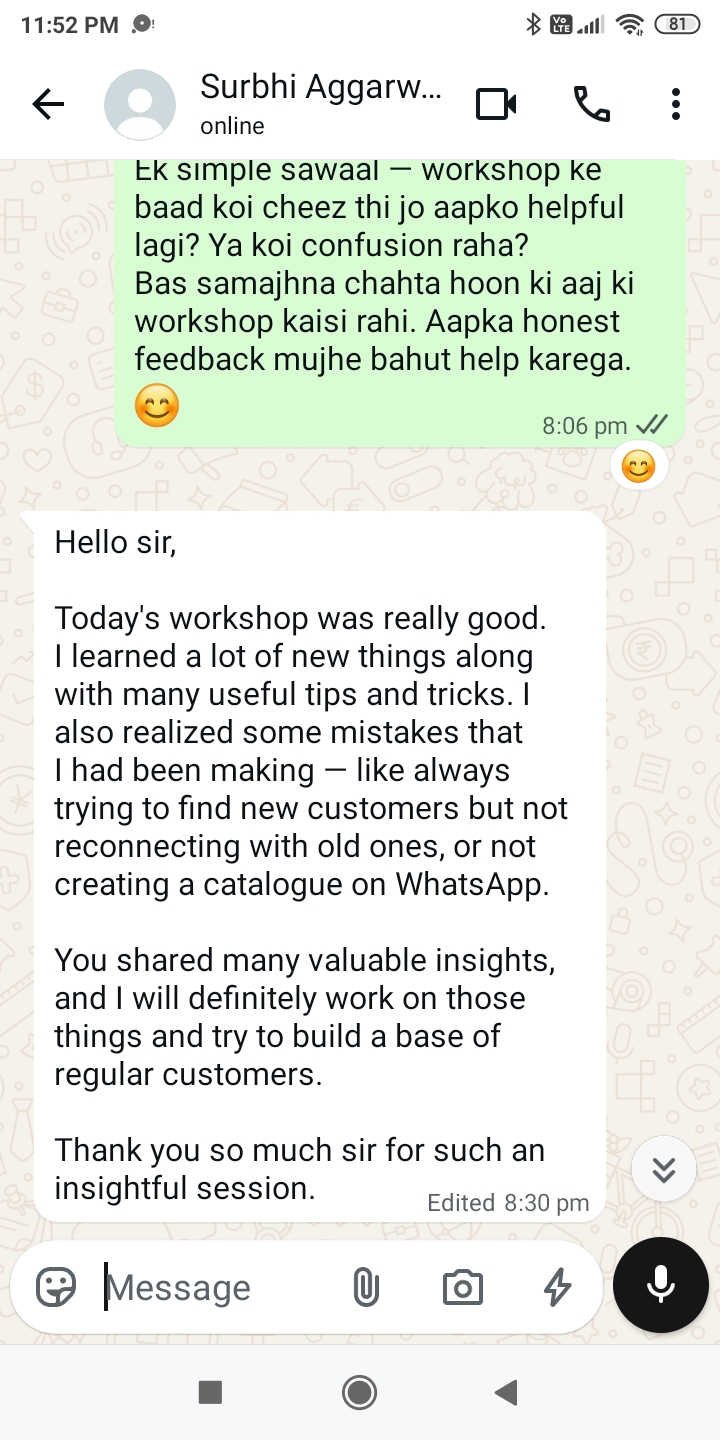 "Purane customers + WhatsApp catalogue — Surbhi ji"