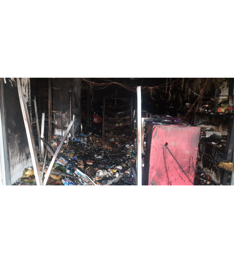 Hare Krishna Confectioners after the fire — January 2022